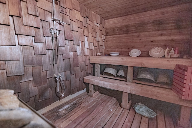 39070 County Highway 67, Newton Twp, MN 56567 - relaxing sauna / steam room featuring wooden ceiling and wooden walls