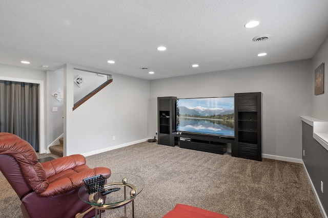 10412 Florida Ave N, Brooklyn Park, MN 55445 - carpeted living room featuring recessed lighting and stairway