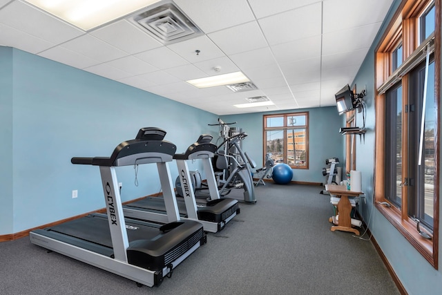 1126 Mesaba Ave Unit 118, Duluth, MN 55811 - exercise room featuring a paneled ceiling and carpet