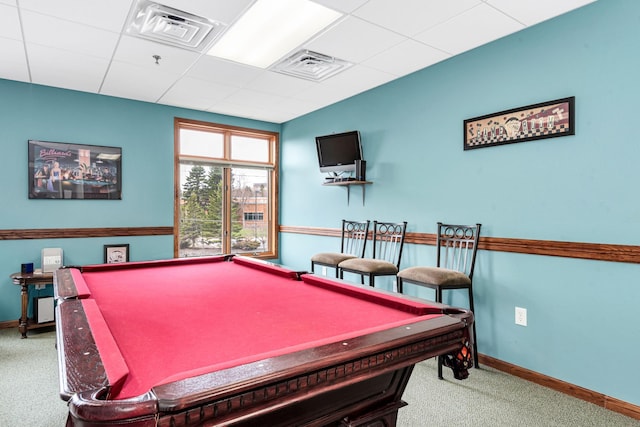 1126 Mesaba Ave Unit 118, Duluth, MN 55811 - game room with carpet, pool table, and a drop ceiling