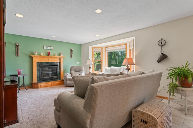 1405 17th Dr SW, Austin, MN 55912 - living area with a high end fireplace, recessed lighting, and a textured ceiling