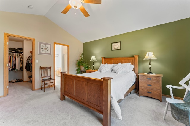 1405 17th Dr SW, Austin, MN 55912 - bedroom with lofted ceiling, light colored carpet, a spacious closet, a ceiling fan, and a closet