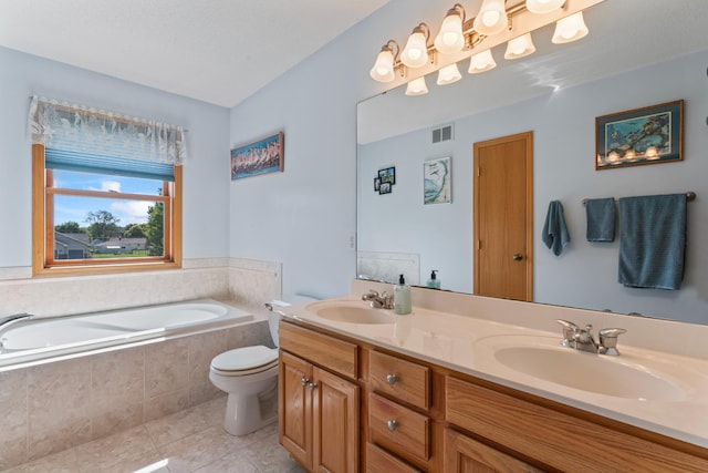 1405 17th Dr SW, Austin, MN 55912 - bathroom with tile patterned floors, double vanity, and a garden tub