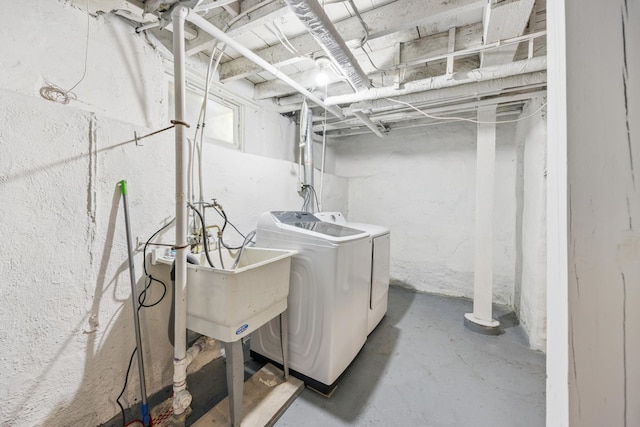 1711 Newton Ave N, Minneapolis, MN 55411 - unfinished basement with washing machine and dryer and a sink