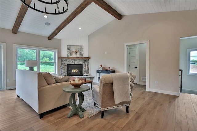 7591 255th St, Wyoming, MN 55092 - living area with light wood-style flooring, a fireplace, and recessed lighting