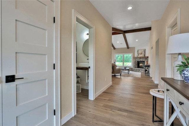 7591 255th St, Wyoming, MN 55092 - hallway with light wood-type flooring and recessed lighting