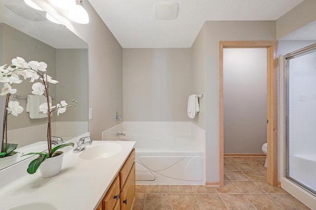 9633 Belmont Ln, Eden Prairie, MN 55347 - bathroom featuring double vanity, a bath, and a shower stall