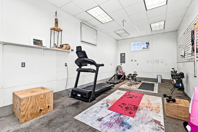 315 Ugstad Rd, Proctor, MN 55810 - exercise area featuring electric panel and a drop ceiling