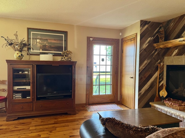 15467 Twilight Rd, Onamia, MN 56359 - living area featuring healthy amount of natural light, wood finished floors, and a fireplace
