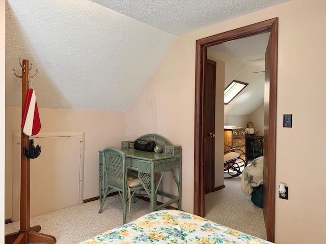 15467 Twilight Rd, Onamia, MN 56359 - bedroom featuring vaulted ceiling, carpet, and a textured ceiling