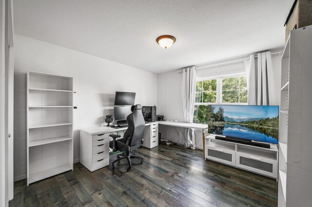 7804 Stafford Trl, Savage, MN 55378 - office featuring dark wood-type flooring and a textured ceiling