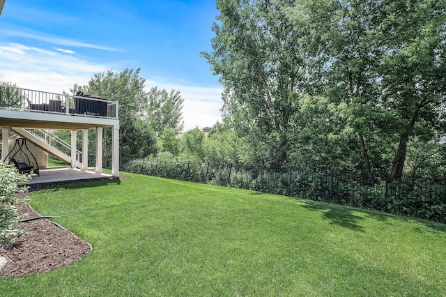7804 Stafford Trl, Savage, MN 55378 - view of yard with stairs, a patio, and a wooden deck