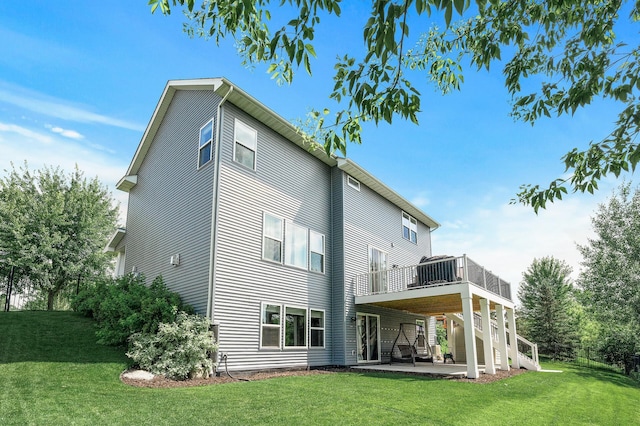 7804 Stafford Trl, Savage, MN 55378 - rear view of property with stairs, a wooden deck, and a patio