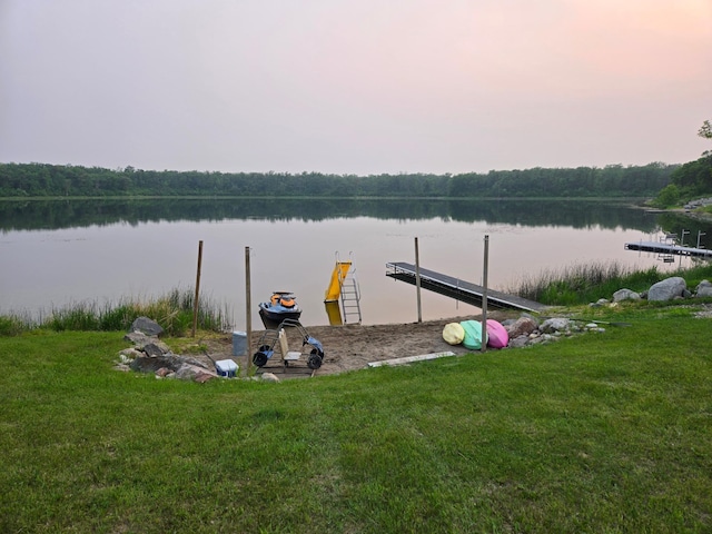 34463 Green Valley Rd SE, Woodside Twp, MN 56736 - dock featuring a water view and a yard