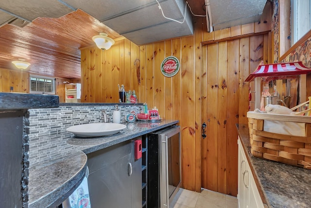 426 Armstrong Ave, Litchfield, MN 55355 - bathroom with backsplash, wood walls, and vanity