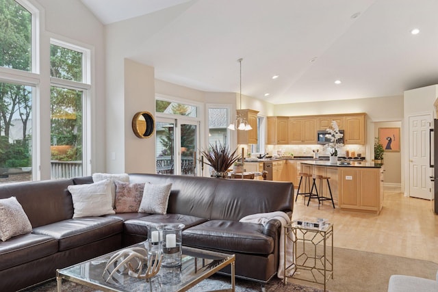 100 River Bluff Pl NW, Rochester, MN 55901 - living room with high vaulted ceiling and recessed lighting