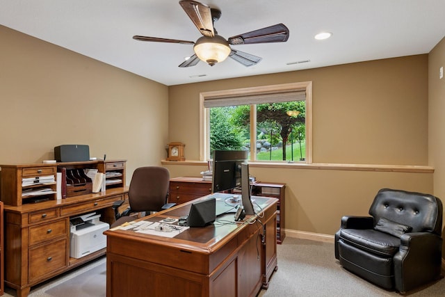 100 River Bluff Pl NW, Rochester, MN 55901 - office area with a ceiling fan, light colored carpet, and recessed lighting