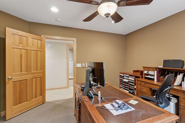 100 River Bluff Pl NW, Rochester, MN 55901 - carpeted home office with ceiling fan and recessed lighting
