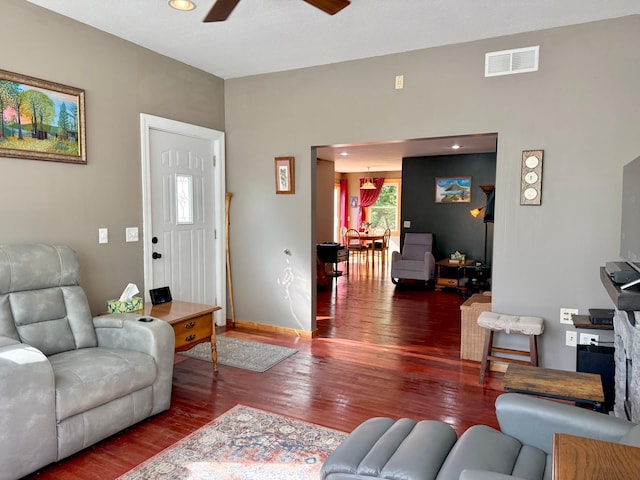 18611 327th Ave, Isle, MN 56342 - living area featuring ceiling fan, wood finished floors, and recessed lighting