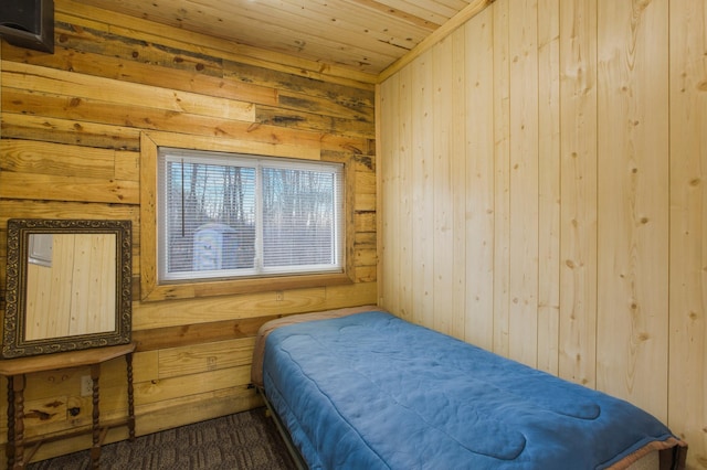 5134 Briar Ln SW, Meadowbrook Twp, MN 56466 - bedroom featuring wooden walls and wood ceiling