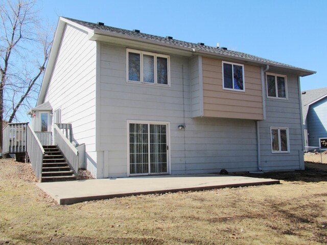 13437 Zarthan Ave S, Savage, MN 55378 - rear view of property featuring a patio, stairway, a deck, and a yard