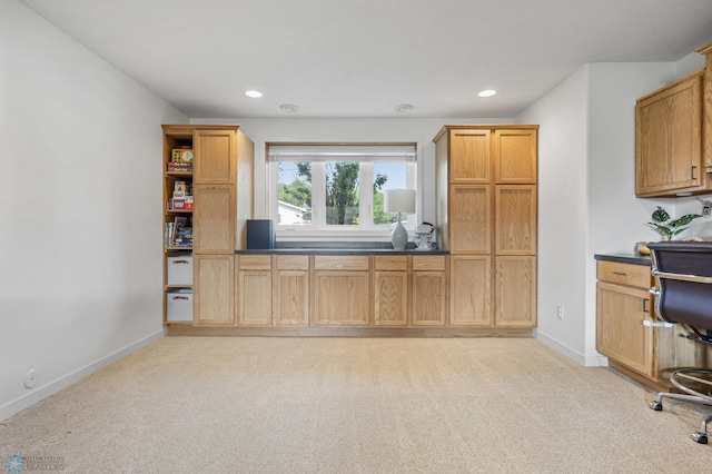 421 2nd Ave S, Kindred, ND 58051 - office space featuring light carpet, recessed lighting, and built in desk