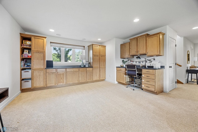 421 2nd Ave S, Kindred, ND 58051 - office area with light carpet, recessed lighting, and built in desk