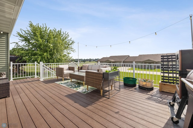 421 2nd Ave S, Kindred, ND 58051 - wooden terrace with an outdoor hangout area and a lawn