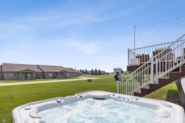 421 2nd Ave S, Kindred, ND 58051 - view of patio featuring stairs and a hot tub