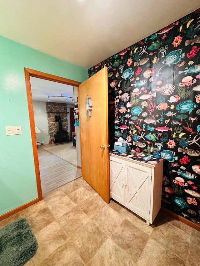 1414 E Shore Dr, Edgewater, WI 54817 - hall with a baseboard radiator and baseboards