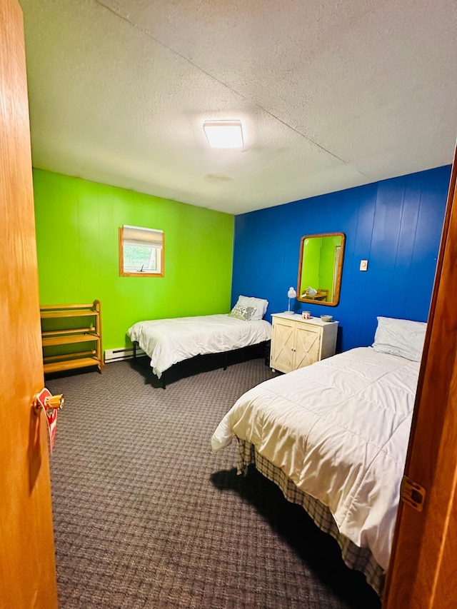 1414 E Shore Dr, Edgewater, WI 54817 - bedroom with carpet, a textured ceiling, and baseboard heating