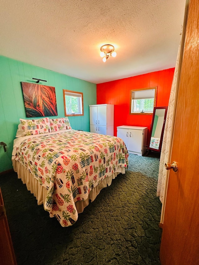 1414 E Shore Dr, Edgewater, WI 54817 - carpeted bedroom with a textured ceiling