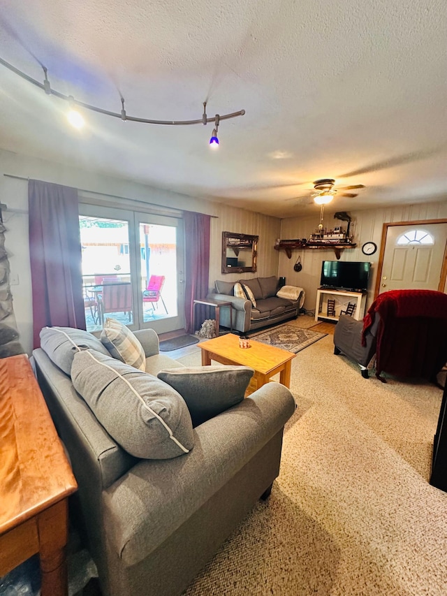 1414 E Shore Dr, Edgewater, WI 54817 - living room with a textured ceiling and track lighting