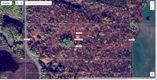 1414 E Shore Dr, Edgewater, WI 54817 - aerial view of property's location featuring property parcel outlined