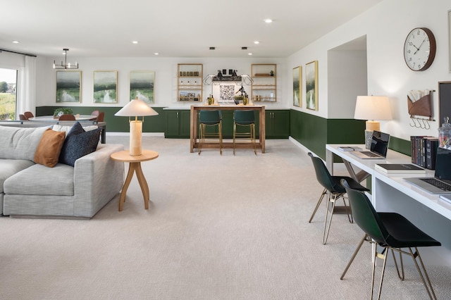 14643 107th Pl N, Maple Grove, MN 55369 - living area featuring light carpet, a desk, and recessed lighting
