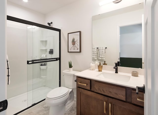 14643 107th Pl N, Maple Grove, MN 55369 - bathroom with vanity, a shower stall, and marble look tile flooring