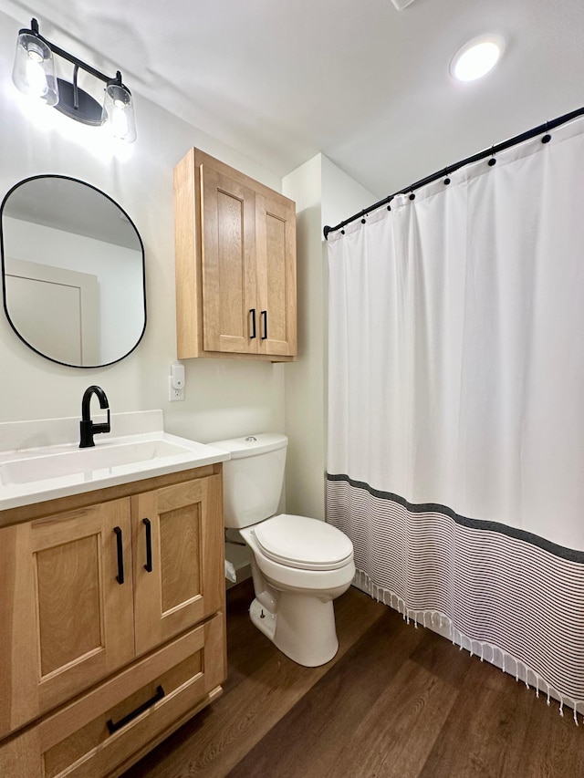 1555 US Highway 75, Lake Benton Twp, MN 56149 - bathroom featuring wood finished floors, vanity, and a shower with shower curtain