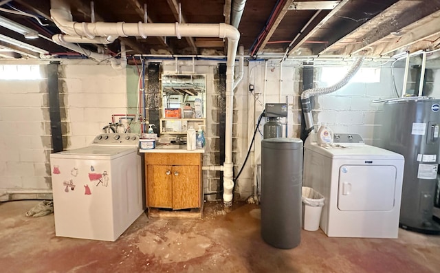 1555 US Highway 75, Lake Benton Twp, MN 56149 - basement featuring electric water heater, washer and dryer, and a water softener