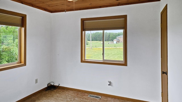 886 Bluebird Nest Ln SW, Pine River Twp, MN 56435 - unfurnished room with healthy amount of natural light and wood ceiling