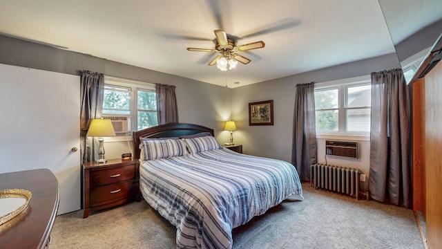 236 Alleghany Ave, Wabasha, MN 55981 - bedroom with radiator heating unit, light carpet, ceiling fan, and cooling unit