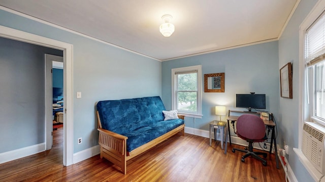 236 Alleghany Ave, Wabasha, MN 55981 - office area featuring ornamental molding and wood finished floors