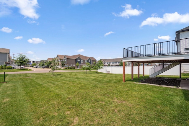 14221 Aspen Ave, Rosemount, MN 55068 - view of yard with stairway, a residential view, and a wooden deck