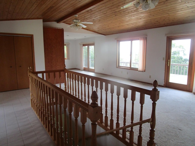 32468 County Highway 27, Elizabeth Twp, MN 56534 - corridor with an upstairs landing and wood ceiling