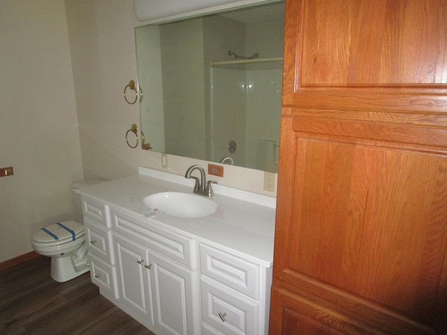 32468 County Highway 27, Elizabeth Twp, MN 56534 - full bath featuring vanity, a shower, and wood finished floors