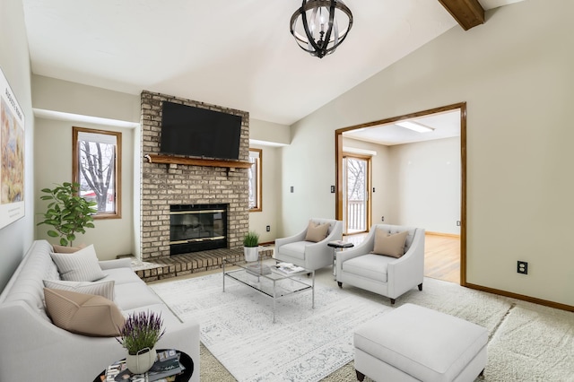 8210 208th St W, Lakeville, MN 55044 - living room with a fireplace and a chandelier