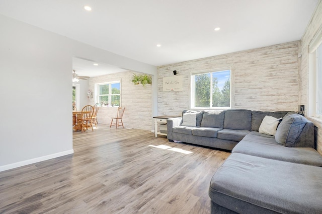 605 Central Ave SW, Cambridge, MN 55008 - living area featuring wood finished floors, recessed lighting, and ceiling fan