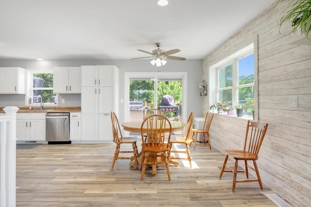 605 Central Ave SW, Cambridge, MN 55008 - dining space with a ceiling fan, light wood-type flooring, and recessed lighting