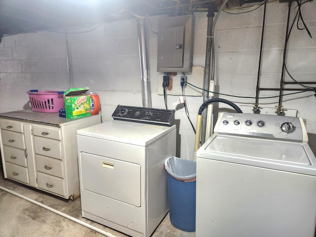1302 Clark St, Albert Lea, MN 56007 - washroom featuring electric panel and washing machine and dryer