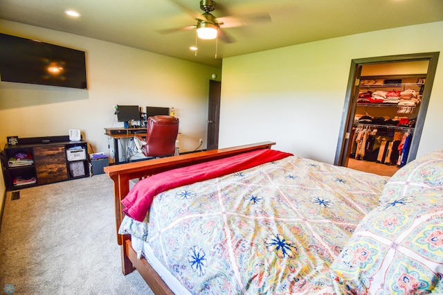 412 Hampton Dr W, Moorhead, MN 56560 - carpeted bedroom featuring a spacious closet, recessed lighting, a ceiling fan, a closet, and an office area
