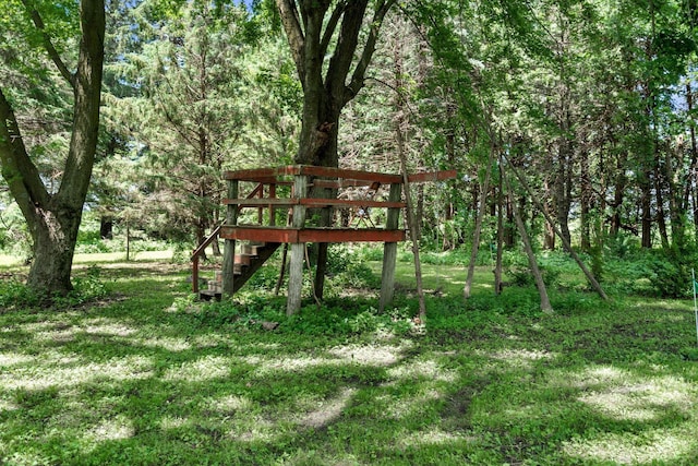 56668 145th Ave, West Concord, MN 55985 - view of community featuring stairs, a yard, and a view of trees